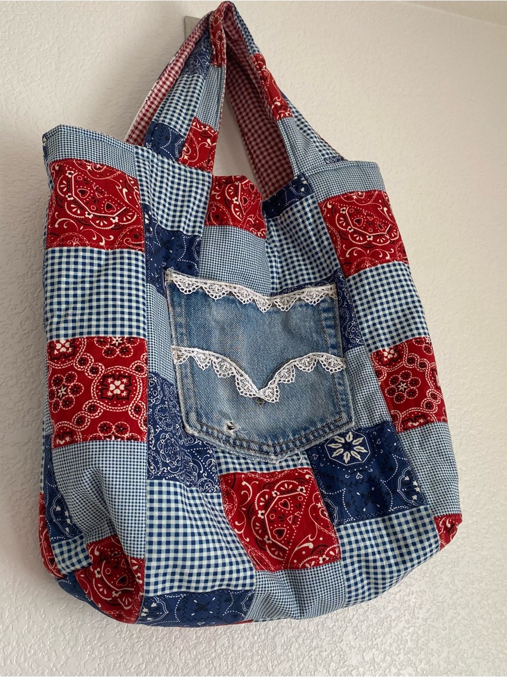 Handmade patchwork tote bag - Picture 2 of 10